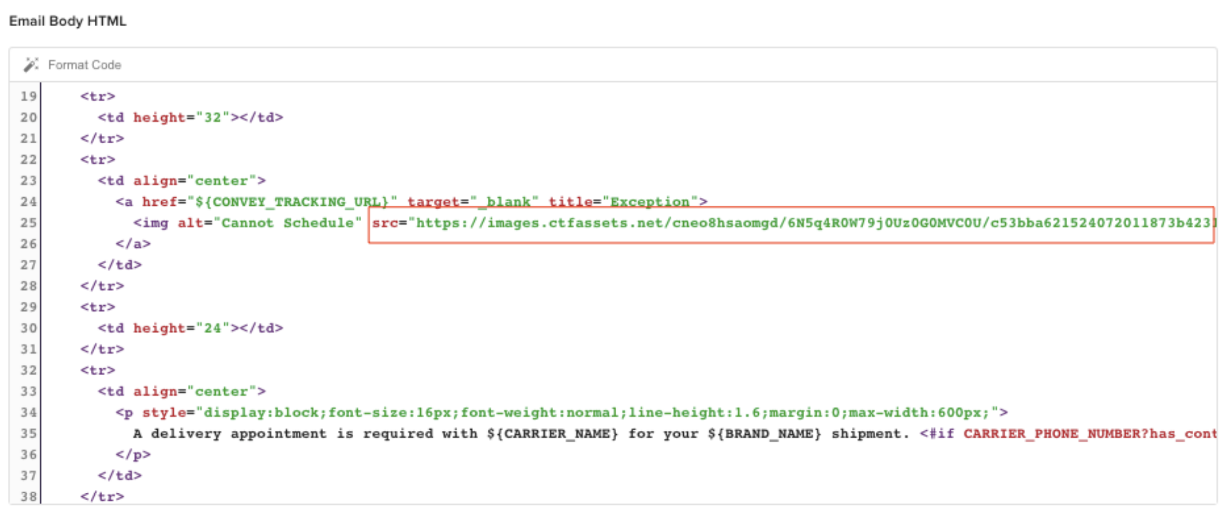 Configurable Alerts HTML Guide – project44