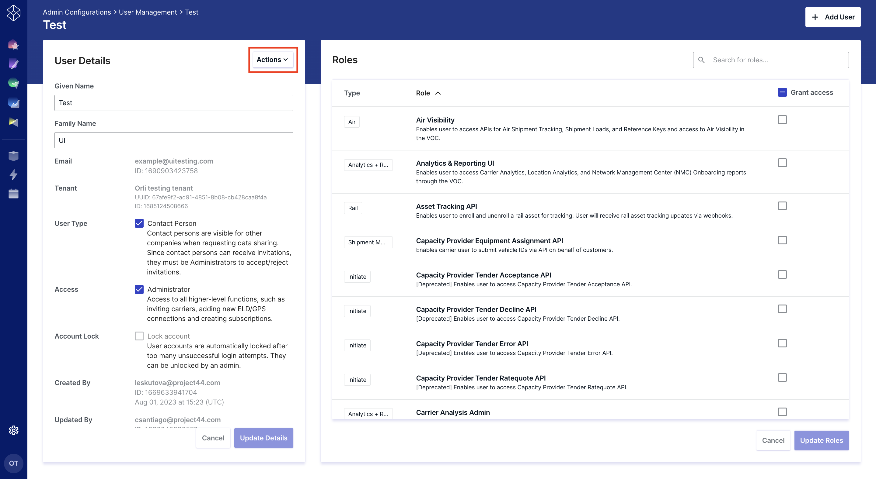 Change the Password for a User – project44